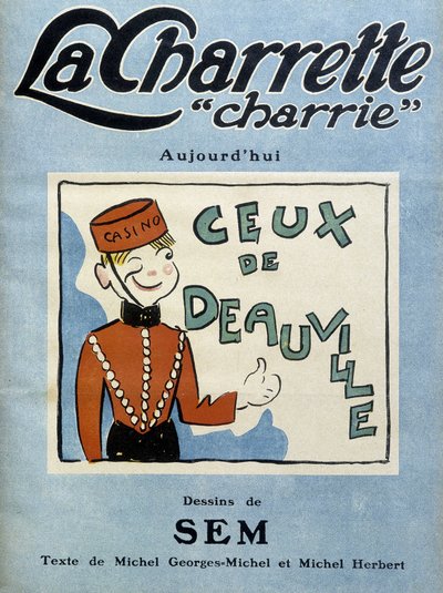 Deauville kumarhane satıcısı, Sem tarafından aylık “La charrette charrie”” dergisinin kapağı için illüstrasyon (1922). by Sem