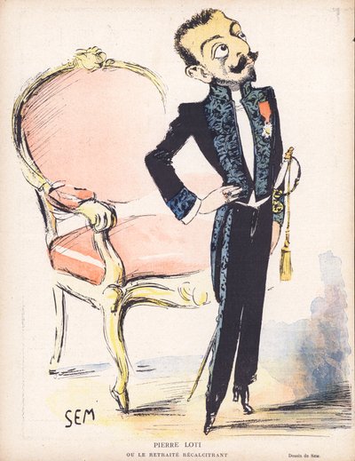 Pierre Loti, Fransız deniz subayı ve romancı (renkli taş) by Sem
