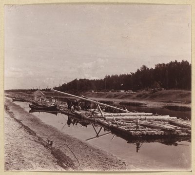 Günlük sallar, Volga-Baltık Su Yolu, Rusya by Sergei Mikhailovich Prokudin Gorskii