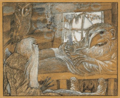 Köylü ve domovoy, 1922. by Sergei Vasilevich Chekhonin