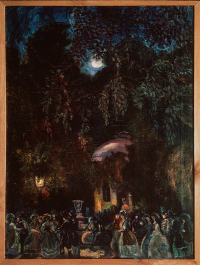 İspanya. (Boş zaman sahnesi, sokakta şirket yürüyüşü, akşam). Sergei Yurievich Sudeykin (Serge Soudeikine) (1882-1946), tuval üzerine yağlı boya, yaklaşık 1910. Rus sanatı, 20. yüzyıl. Devlet Açık Hava Tarih, Mimarlık ve Sanat Müzesi, Psko by Sergei Yurevich Sudeikin