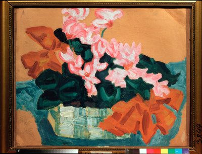 Fleurs, Nature morte (Çiçekler, Natürmort) - Sergei Yurievich Sudeykin (Serge Soudeikine) (1882-1946), karton üzerine yağlı boya - Rus sanatı, modernizm, art nouveau, 20. yüzyıl - Birleşik Devlet Sanat Müzesi, Kostroma (Rusya) by Sergei Yurevich Sudeikin
