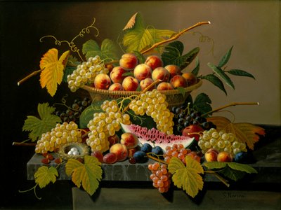 Meyve Sepeti ile Natürmort by Severin Roesen