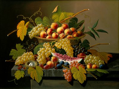 Meyve Sepeti ile Natürmort by Severin Roesen