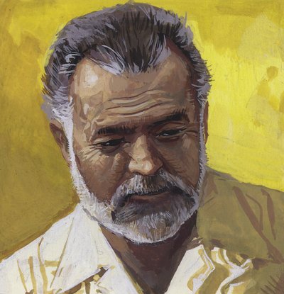 Ernest Hemingway (kağıt üzerine guaj) by Severino Baraldi