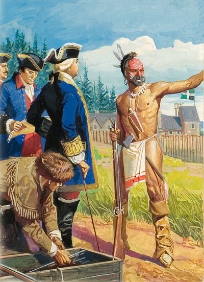 Louis Montcalm Amerikan yerlileri ile görüşmelerde by Severino Baraldi