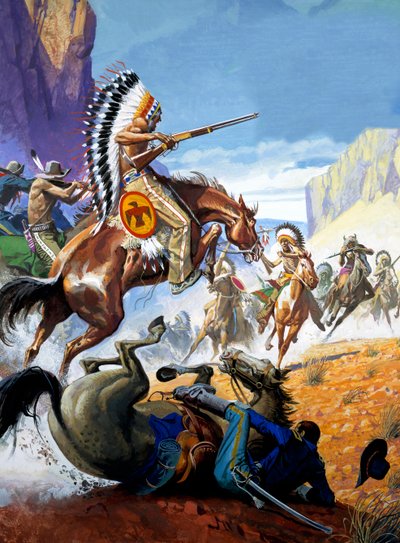 Kızılderililer ve Askerler Arasında Çatışma by Severino Baraldi
