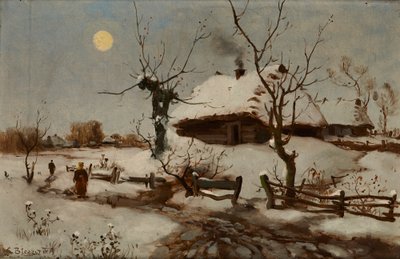 Karda Kulübeler (tuval üzerine yağlıboya) by Seweryn Bieszczad