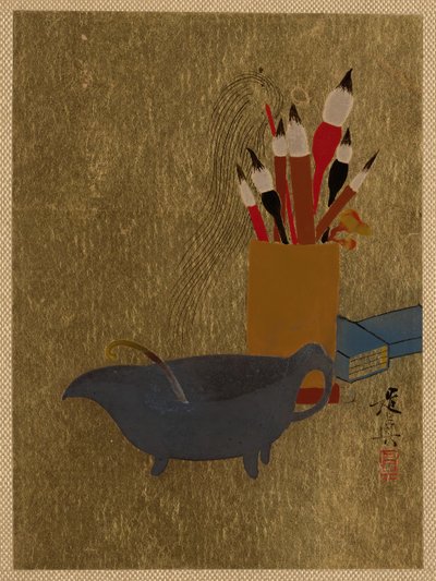 Boya Fırçalı Su Isıtıcısı ve Kutusu, 1882. by Shibata Zeshin