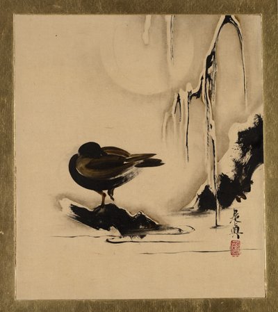 Çeşitli Konularda Lake Tablolar: Karda Kuş ve Söğüt, 1882. by Shibata Zeshin