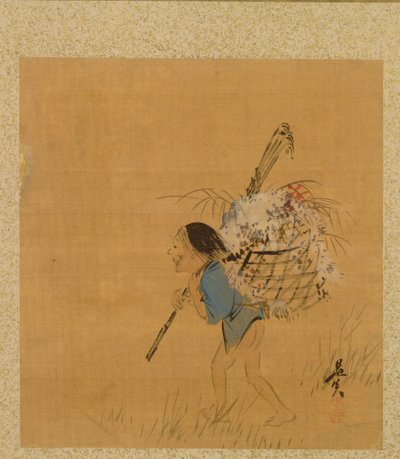 Muhterem Zeshin'in Resim Albümünden Sepetli Köylü by Shibata Zeshin