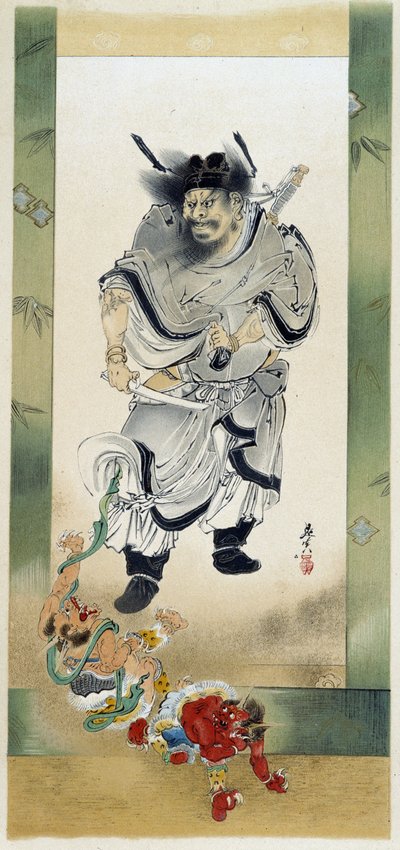 Shoki ve Şeytanlar. Shibata Zeshin tarafından kendi kendine boyama by Shibata Zeshin