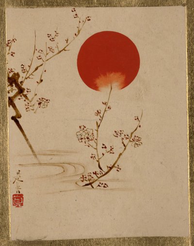 Güneş ve Erik Dalları. by Shibata Zeshin