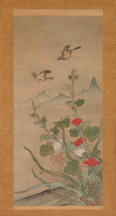 Yaz ve Sonbaharın Kuşları ve Çiçekleri, 16. yüzyılın ortaları. by Shikibu Terutada