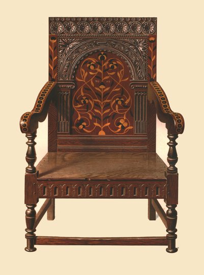 Meşe işlemeli sandalye, 1904 by Shirley Charles Llewellyn Slocombe