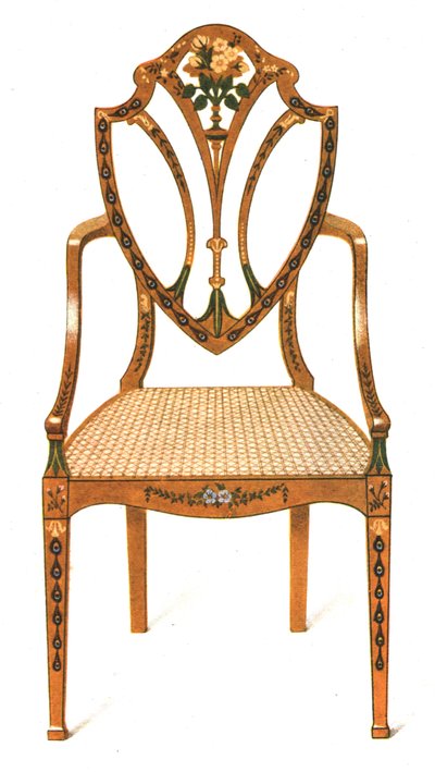 Boyalı Saten Ahşap Sandalye, 1908. by Shirley Charles Llewellyn Slocombe
