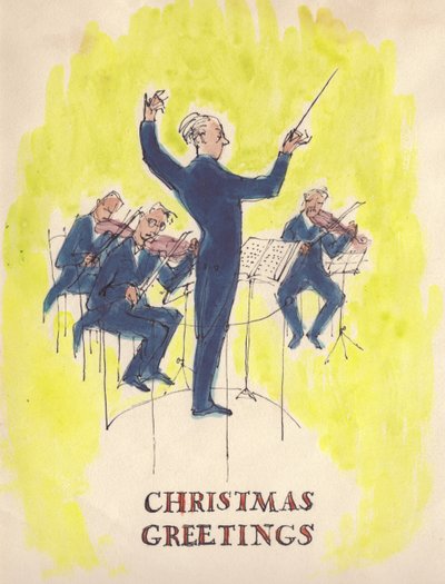 Şef ve orkestra, Noel kartı, 1952. by Shirley Markham