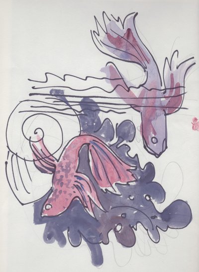 Balık çalışması, c1970. by Shirley Markham