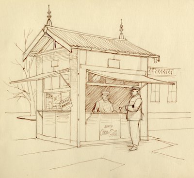 İçecek satan büfe, Paris, Fransa, c1951. by Shirley Markham