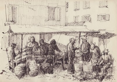 Pazar sahnesi, İtalya, c1950. by Shirley Markham