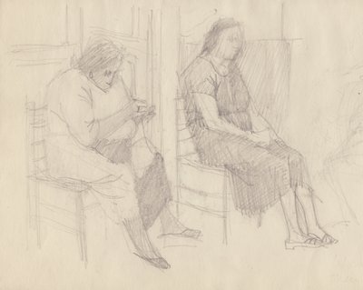 Örgü ören yaşlı kadınlar, İtalya, 1950. by Shirley Markham