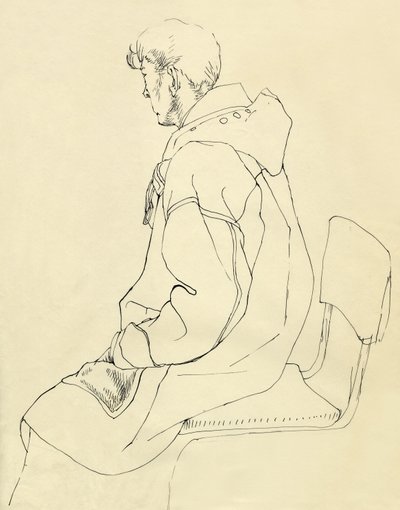 Spor ceketli oturan adam, c1952. by Shirley Markham