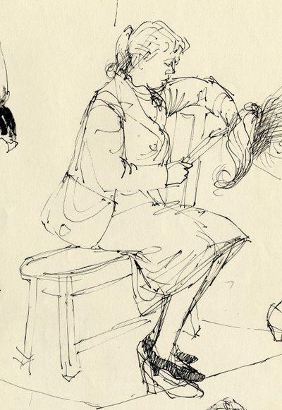 Oturan kadın okuma, 1953. by Shirley Markham