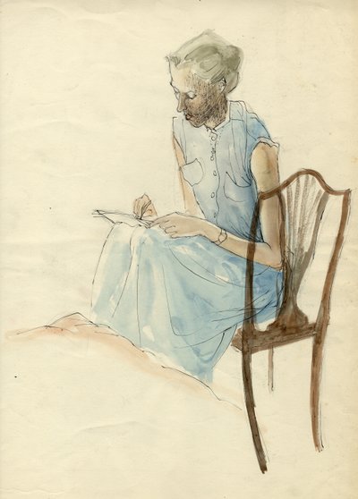 Oturan kadın yazı, 1952. by Shirley Markham