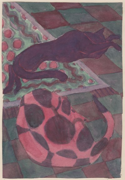 Uyuyan köpek ve kedi, c1951. by Shirley Markham