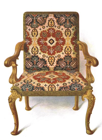 İğne oyalarıyla kaplı yaldızlı sandalye, 1906 by Shirley Charles Llewellyn Slocombe
