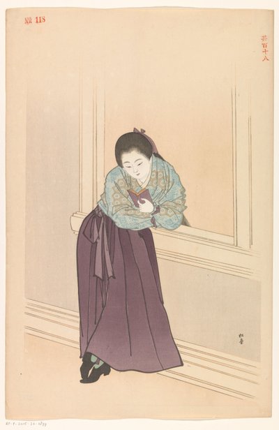 Pencerenin önünde okuyan kadın by Shodo Yukawa