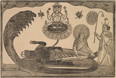 Anantasayan (Yılan Ananta Üzerinde Uzanmış Vişnu) by Shri Gobinda Chandra Roy
