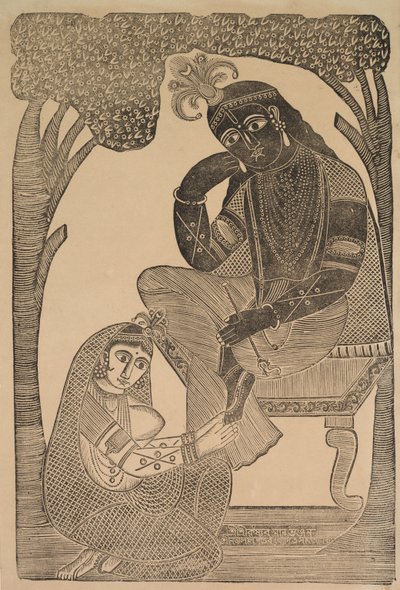 Radha Okşayarak Krishnas Ayakları, 1800