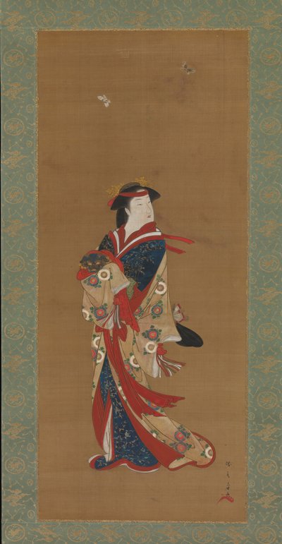 Kelebekli Güzellik, 18. yüzyıl. by Shunsho