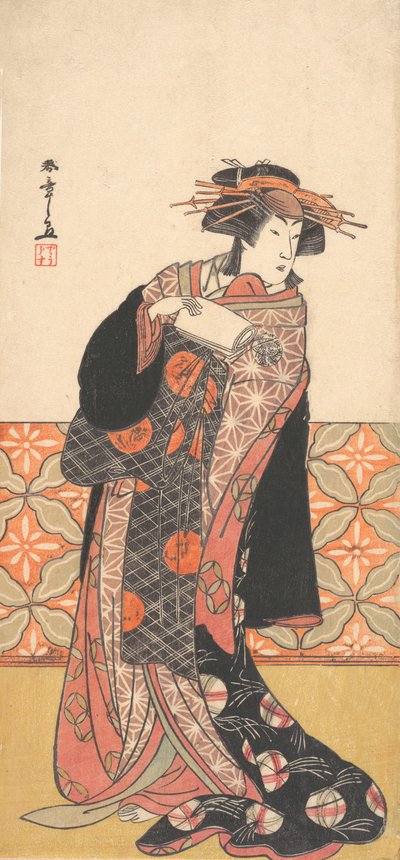 Nakamura Riko Bir Odada Duran Zengin Kaplı Fahişe olarak, yaklaşık. 1778. by Shunsho