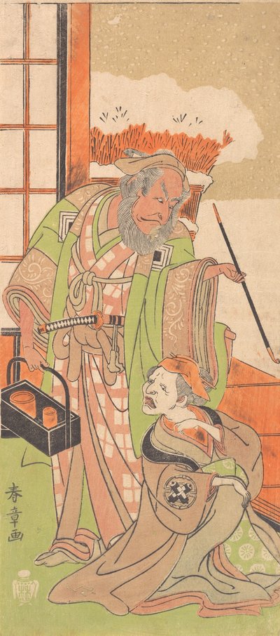 Dramanın İkinci Perdesinden Sahne Kawaranu Hana Sakae Hachinoki, 12. ay, 1769. by Shunsho