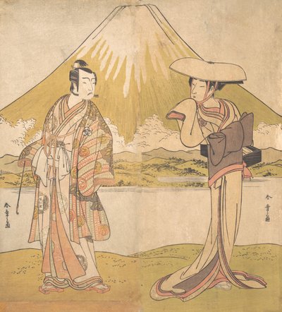 Aktör Bando Mitsugoro, Tarlada Duran Görkemli Giysili Bir Adam Olarak..., ca. 1778. by Shunsho