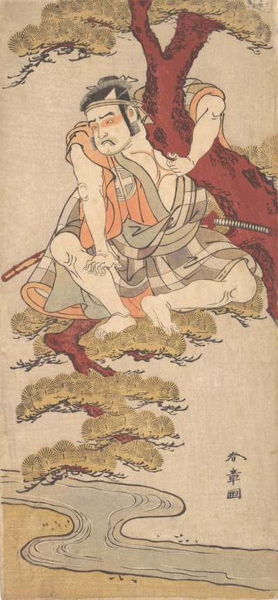 Aktör Otani Hiroemon III Bir Çam Ağacının Dallarından İzlemek..., yak. 1775. by Shunsho