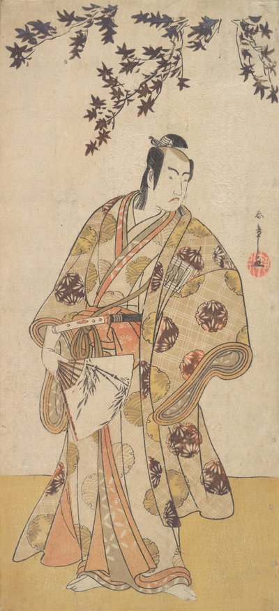 Bir Akçaağaç Altında Duran Bir Daimyo Olarak Üçüncü Ichikawa Yaozo, ca. 1783. by Shunsho