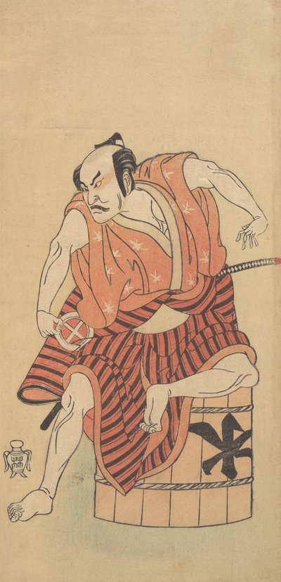 Üçüncü Otani Hiroemon, Ters Bir Küvet Üzerine Oturan Otokodate Olarak, 1768 veya 1769. by Shunsho