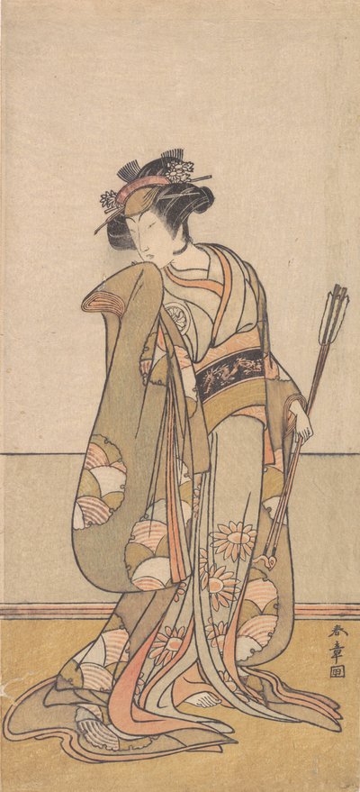 Sağa Doğru Yürüyen Bir Kadın Olarak Üçüncü Segawa Kikunojo, 1774 veya 1775. by Shunsho