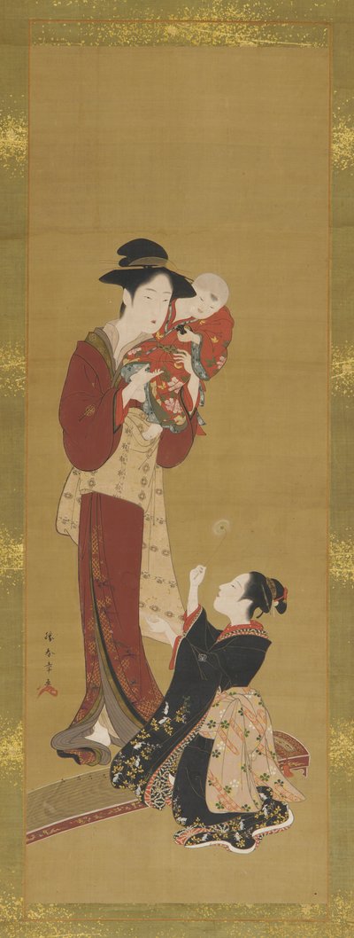 Kadın, bir bebek ve bir genç kız, 1726-1868. by Shunsho