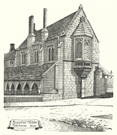 St John Hastanesi, Sherborne, Dorset (gravür) by Sidney Heath