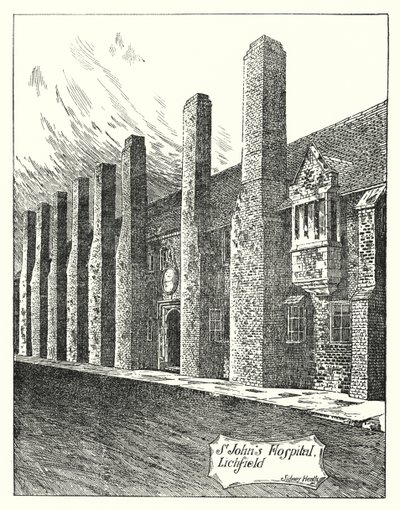 St John Hastanesi, Lichfield (gravür) by Sidney Heath