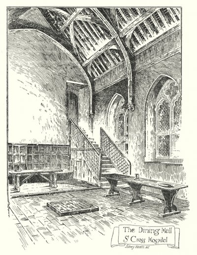 Yemekhane, St Cross Hastanesi (gravür) by Sidney Heath