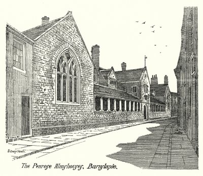 Penrose Almshouses, Barnstaple (gravür) by Sidney Heath