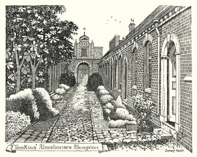Tomkins'in İmaret Evleri, Abingdon (gravür) by Sidney Heath