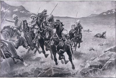 Eldiveni çalıştırmak: çapraz ateş altında bir mızraklı devriye (lito) by Sidney Paget