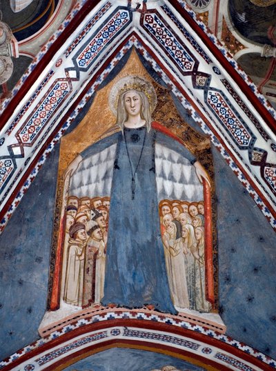 14. yüzyılda Siena Okulu tarafından yapılan Meryem Ana Kilisesi Fresk Meryem Ana Temsili - Aziz Benedetto Manastırı (Sacro Speco), Subiaco (Roma), İtalya by Sienese School