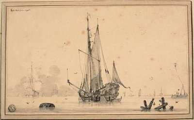 Duran ve İstiflenen Gemilerle Liman Manzarası by Sieuwert van der Meulen